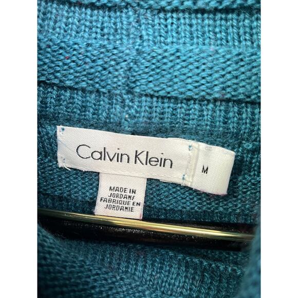 Calvin Klein‎ cowl neck Sweater Womens Medium Wool blend Turquoise - Picture 3 of 5